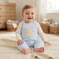 N14608: Baby Boys Quilted Dungaree & Top Outfit (0-9 Months)